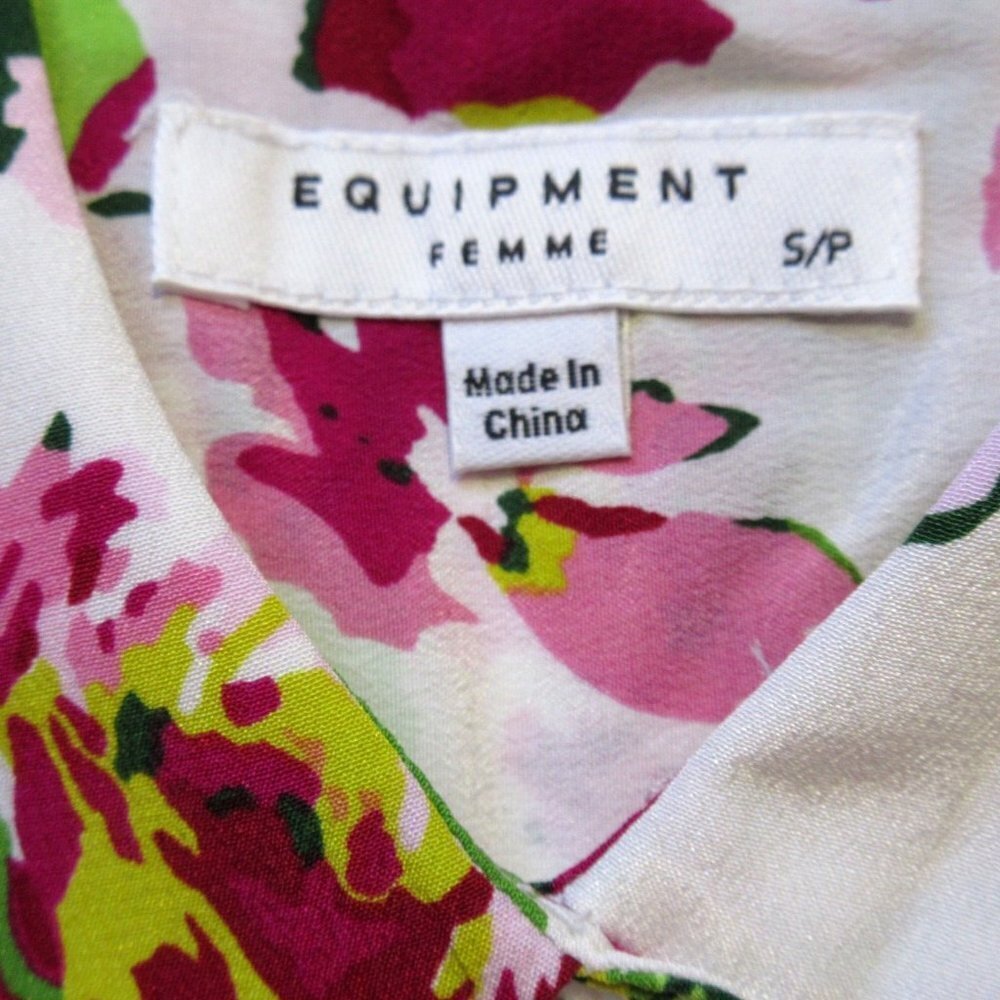 NWT Equipment Signature in Bright White Floral Silk Button Down Shirt S - Picture 3 of 6